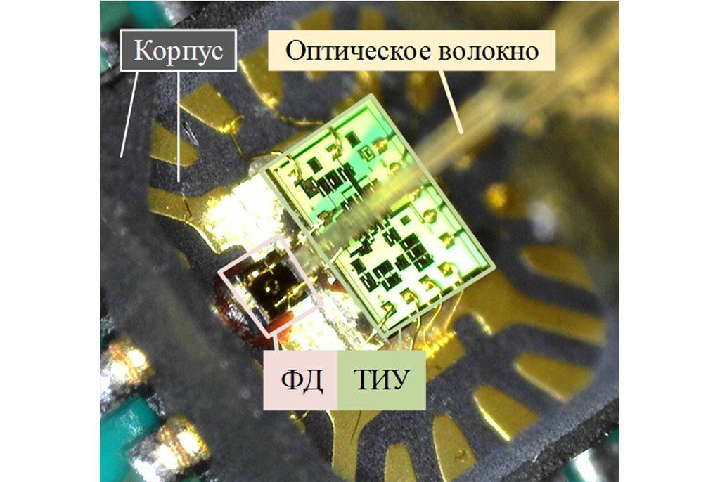 ТИУ и ФД в корпусе с подведённым оптоволокном (оптический приёмник 2,5 Гбит/с)