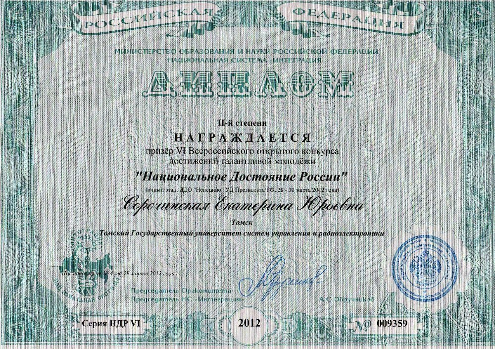 Студентки ТУСУРа, участвовавшие в конкурсе «Национальное достояние России», получили диплом II степени